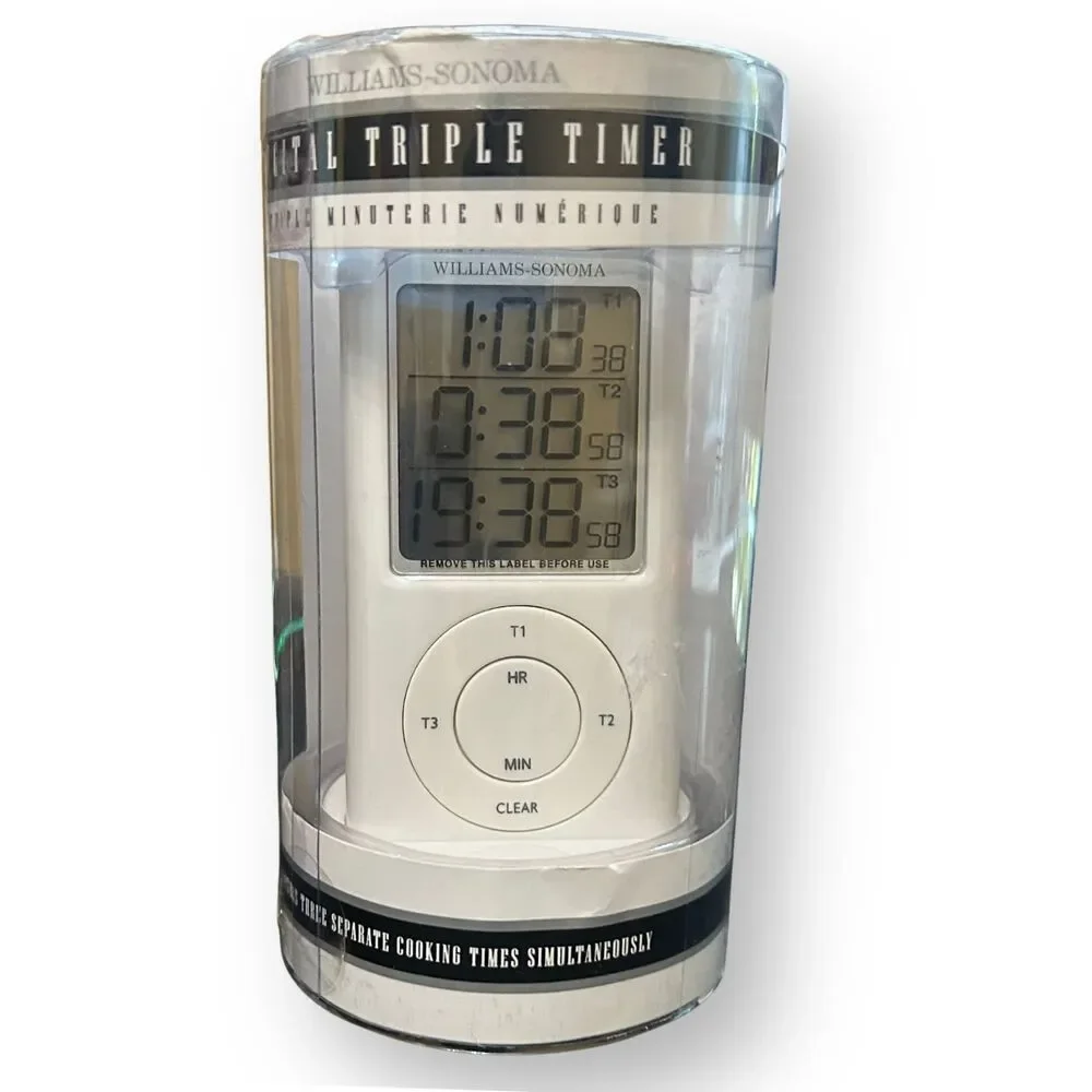 Williams-Sonoma Digital Triple Timer White 3 Timer Channels 3 Different Alarms